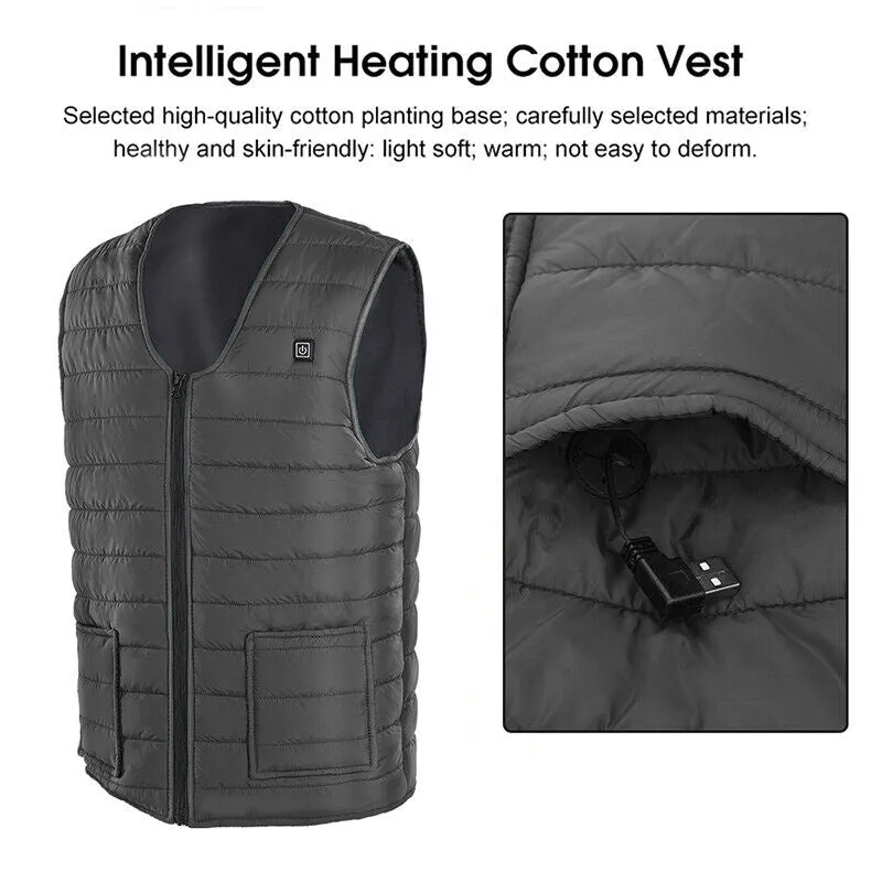 3XL USB Heated Electric Vest, Water-Resistant, Unisex