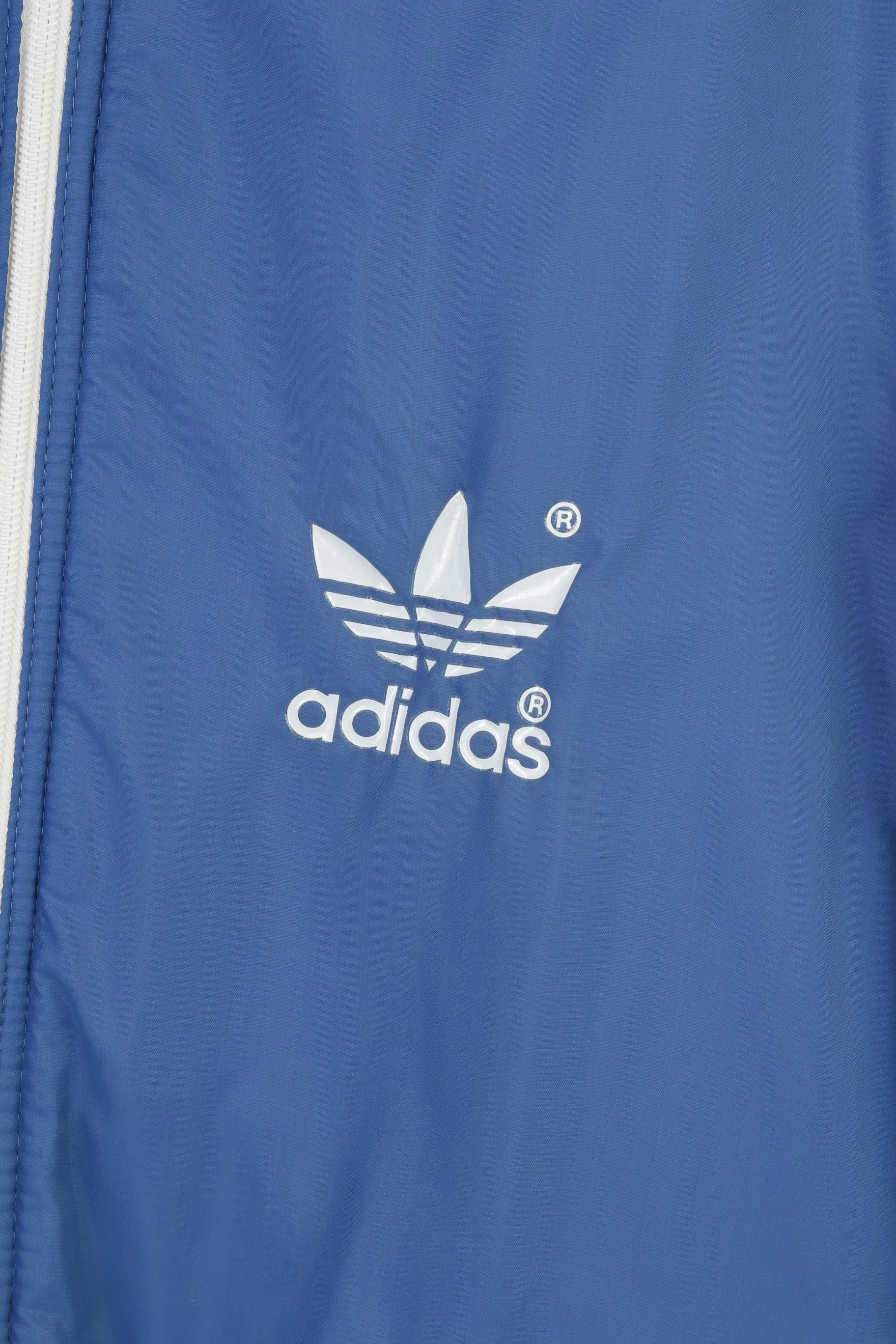 Adidas Men XS Jacket Blue Nylon Vintage 80s Full Zipper Padded Oldschool Top