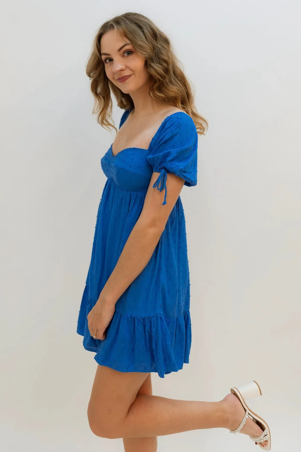 Alison Puff Sleeve Dress - Blue