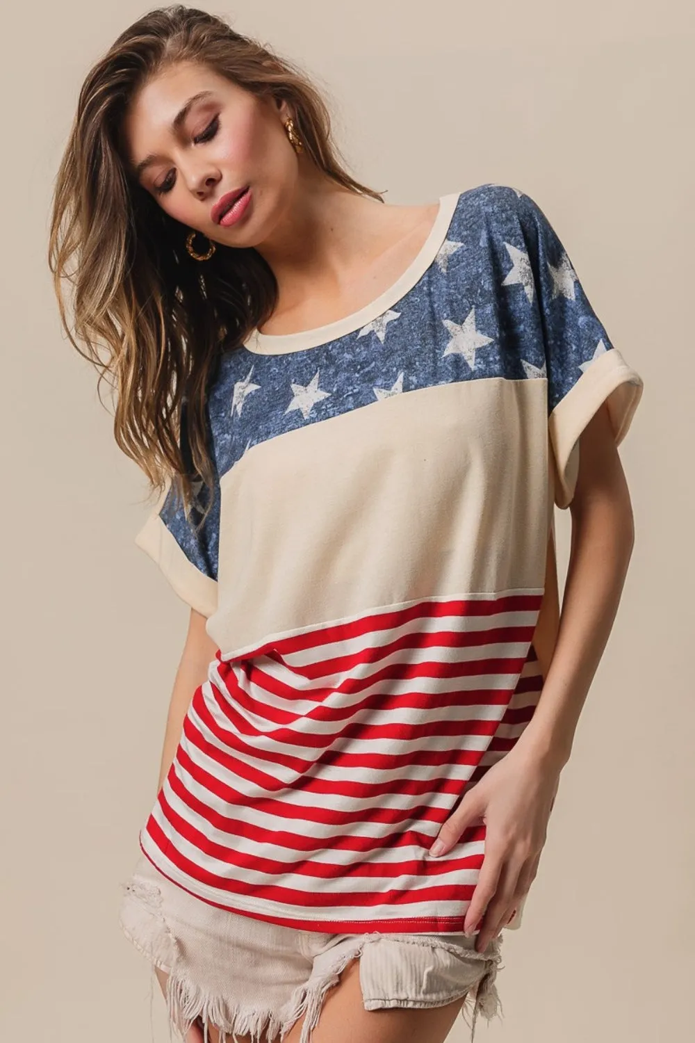 American Flag Theme Short Sleeve T-Shirt