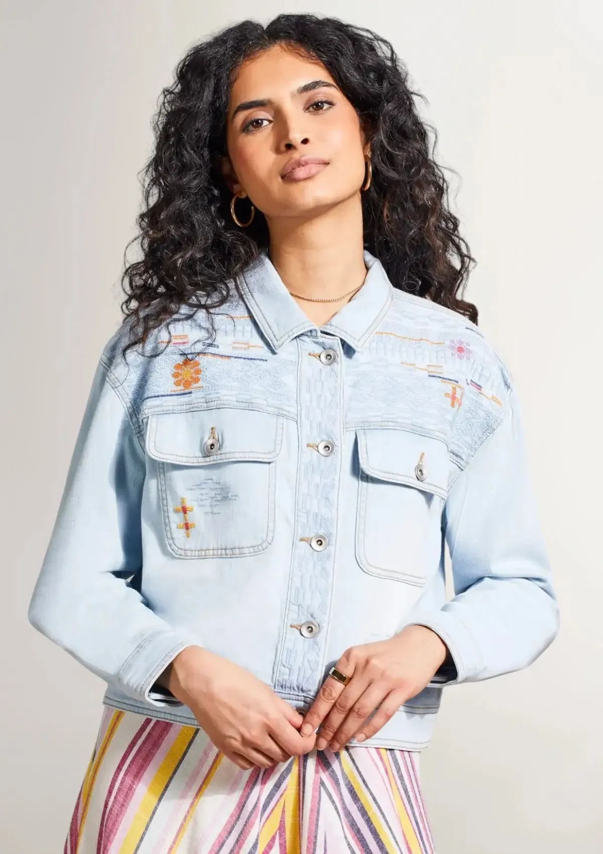 Bella Embroidered Classic Denim Jacket