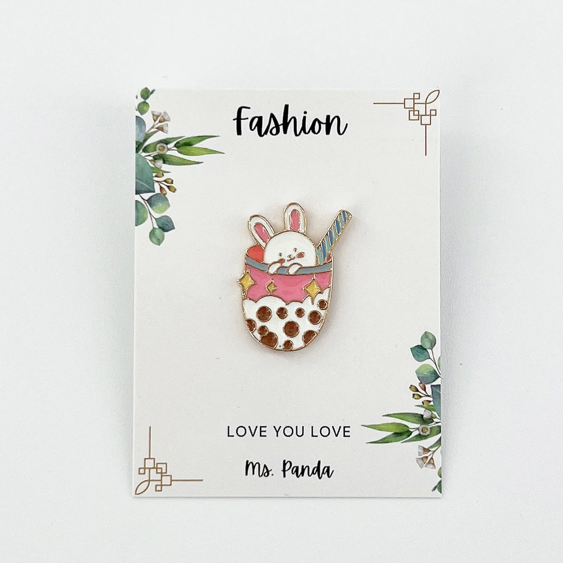 Boba Pins Cute Cartoon Bear Bunny Bubble Tea Enamel Pins