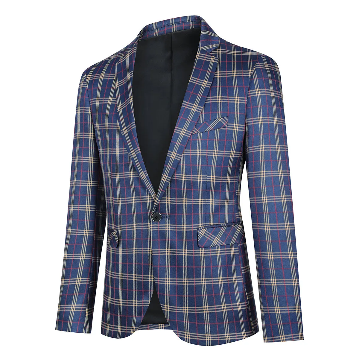 Boys Fashion Plaid Single Button Wedding Formal Suit Jacket