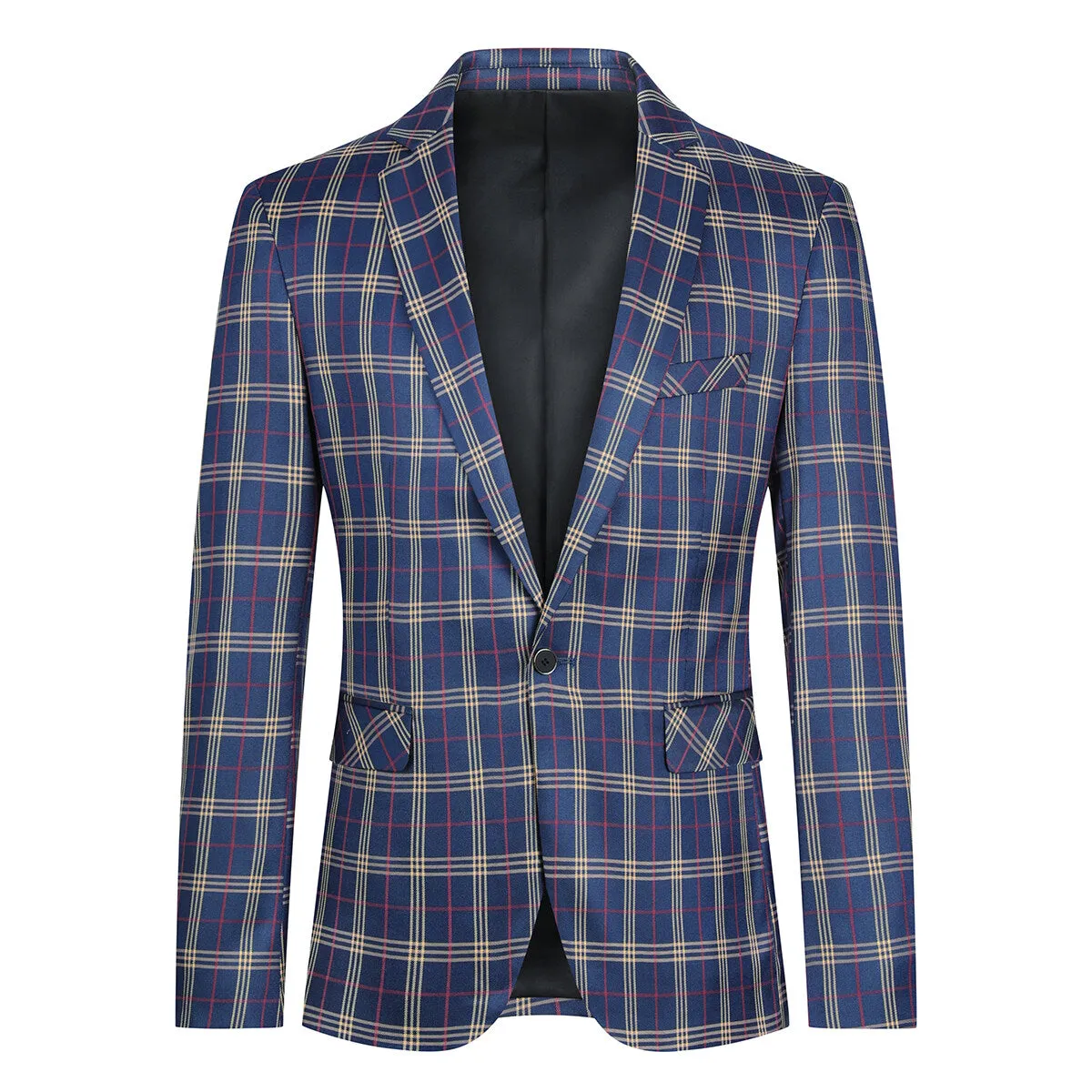 Boys Fashion Plaid Single Button Wedding Formal Suit Jacket