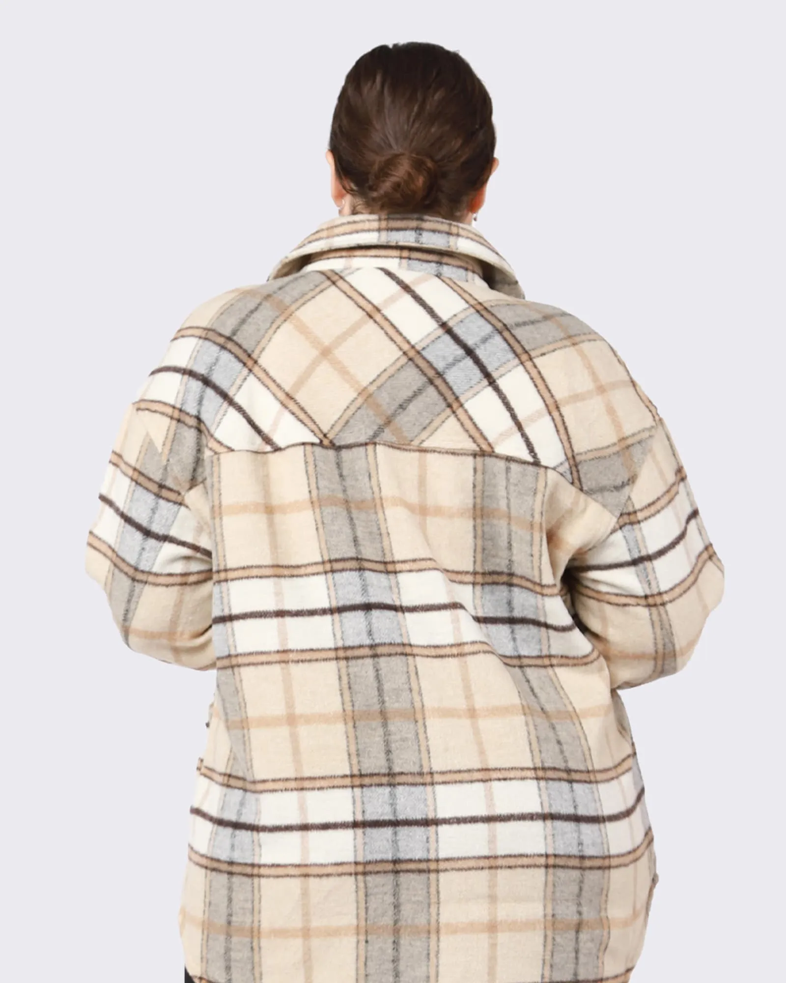 Brylee Plaid Snap Front Shacket | Tan / Black