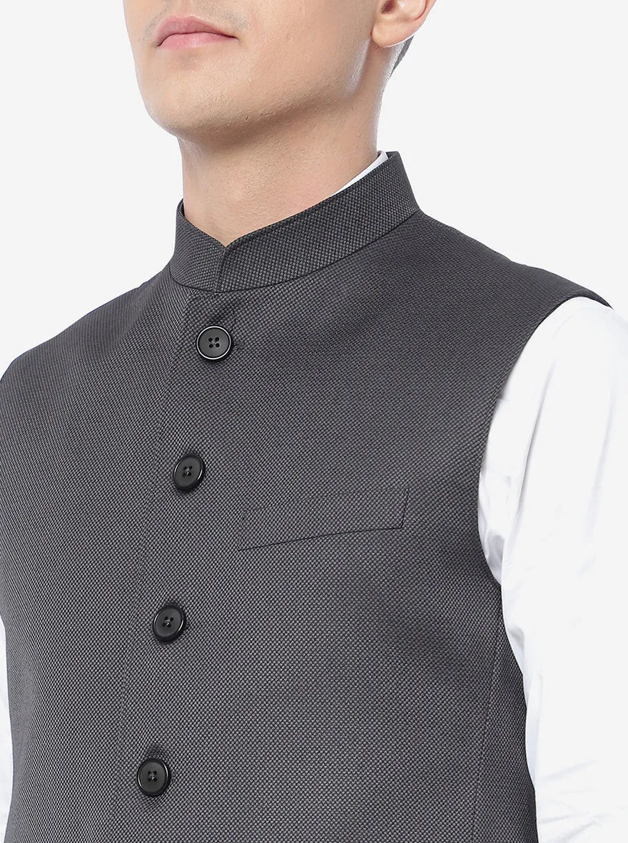 Dark Grey Checked Regular Fit Modi Jacket | JadeBlue