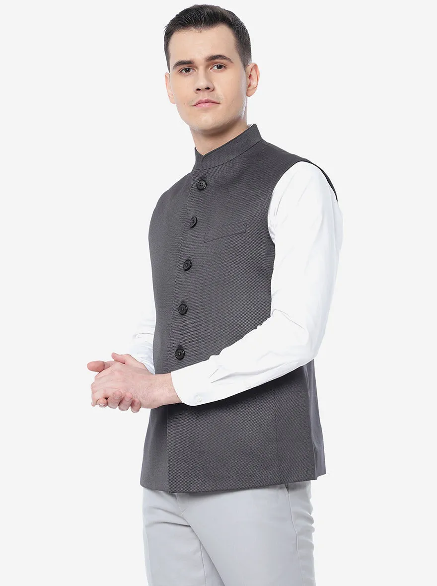 Dark Grey Checked Regular Fit Modi Jacket | JadeBlue