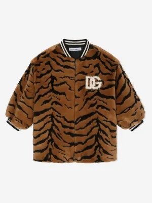 Dolce & Gabbana Girls Tiger Faux Fur Jacket