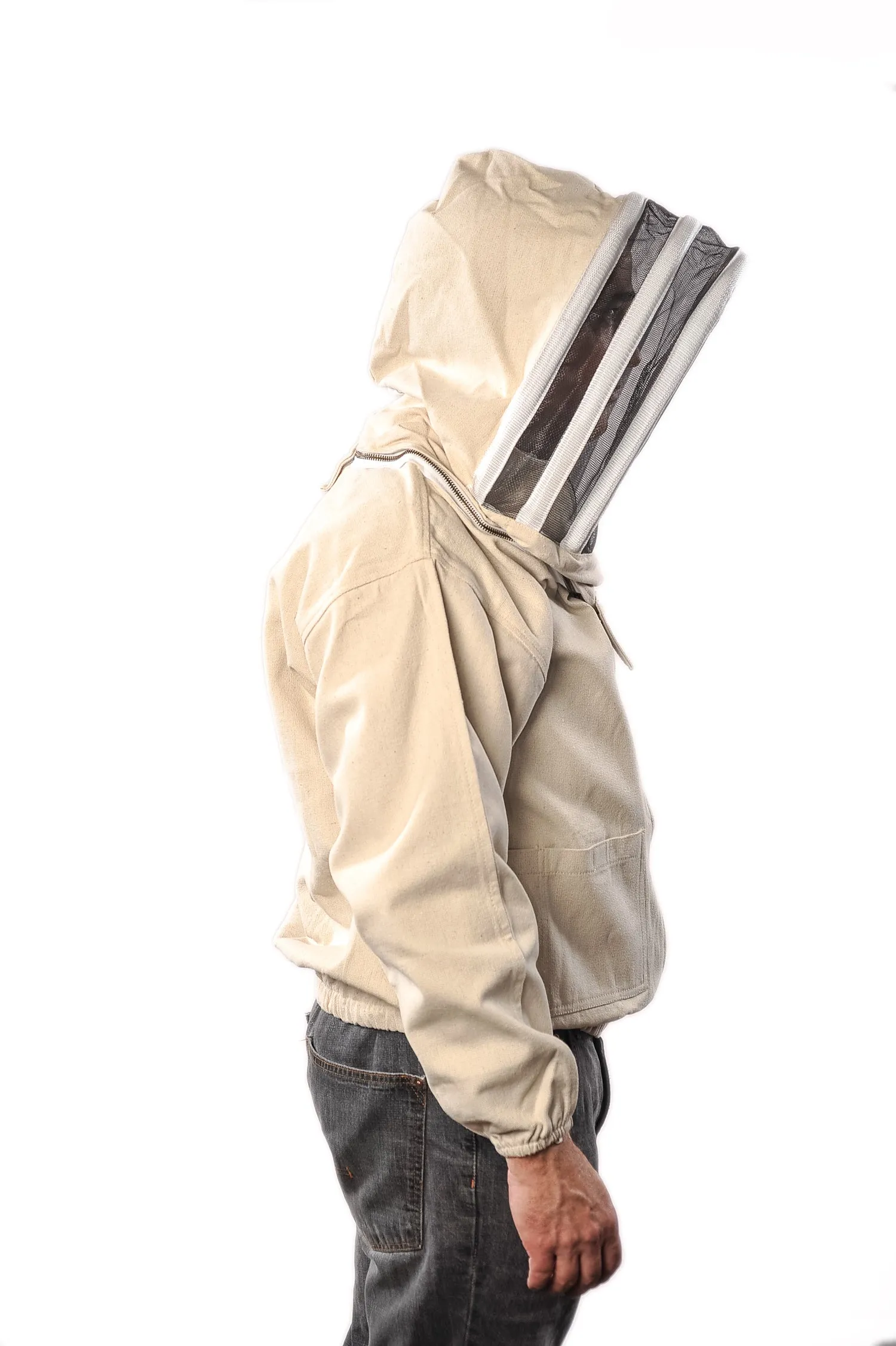 Forest Beekeeping | Premium Beekeeping Canvas Cotton Jacket | Fencing Hood | YKK Brass Zippers | Natural Canvas Cotton