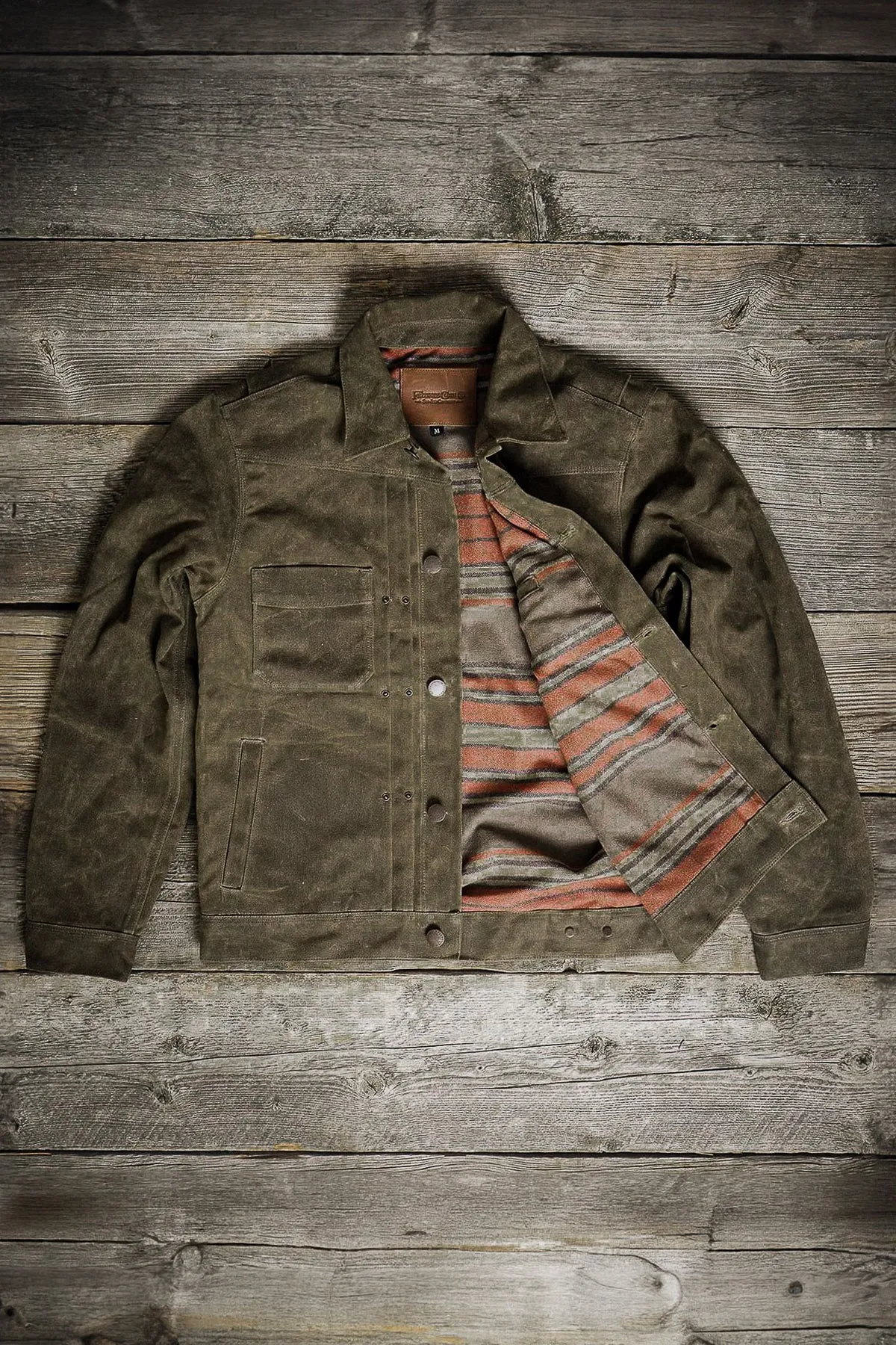 Freenote Cloth - RJ-1 Riders Jacket 20oz Heavy Waxed Canvas in Tobacco with Wool Lining