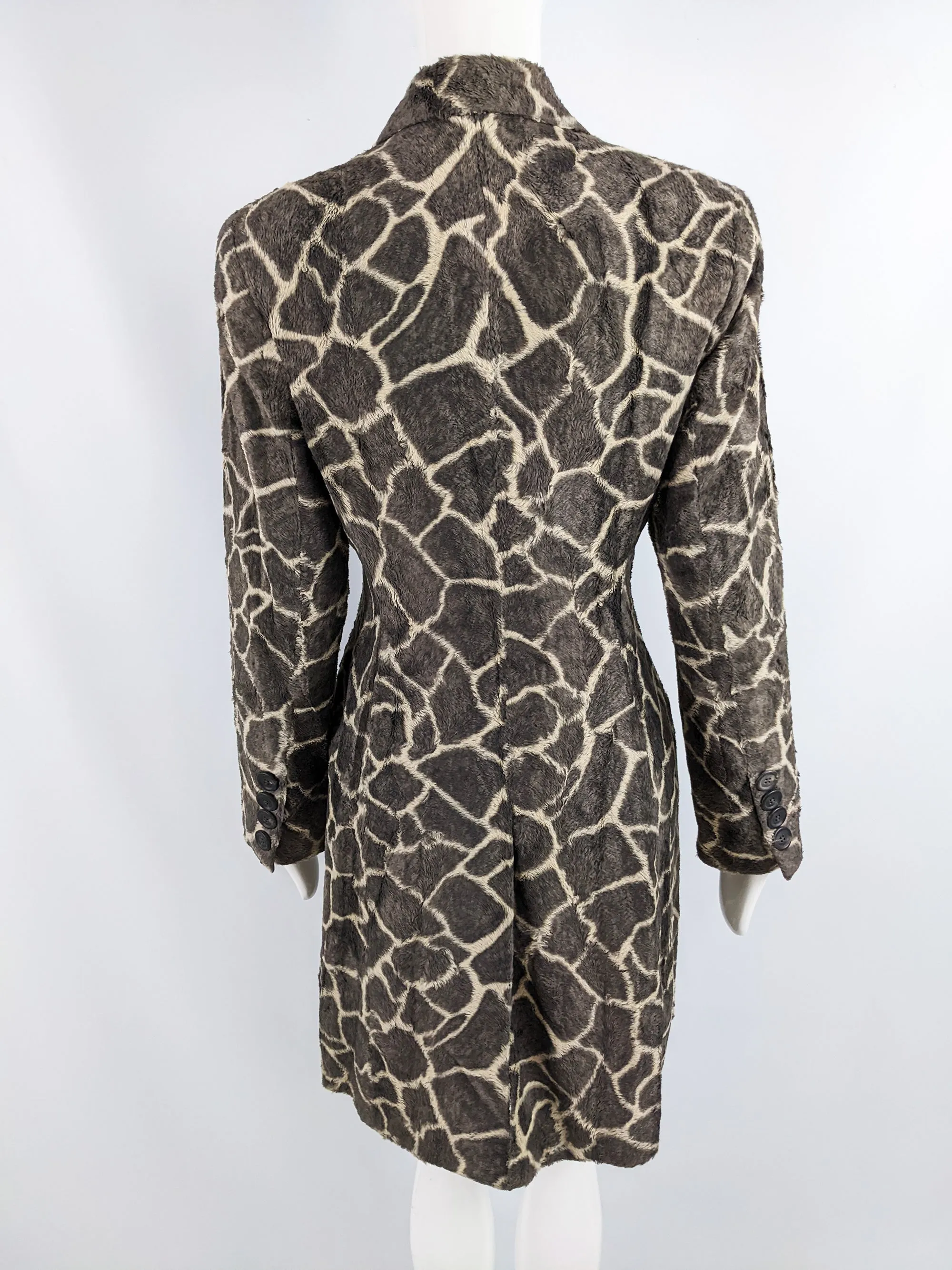 Georges Rech Vintage Womens Giraffe Print Faux Fur Jacket,1990s