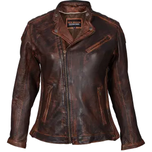 HML621VB Ladies Vintage Brown Leather Racer Jacket