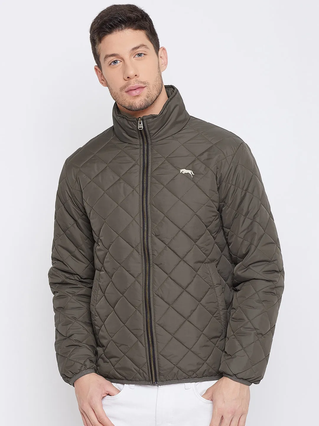 JUMP USA Men Olive Casual Quilted Jacket