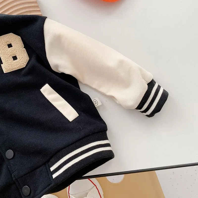 Kids' Black Baseball Style Jacket - Available in Sizes 2-7Y