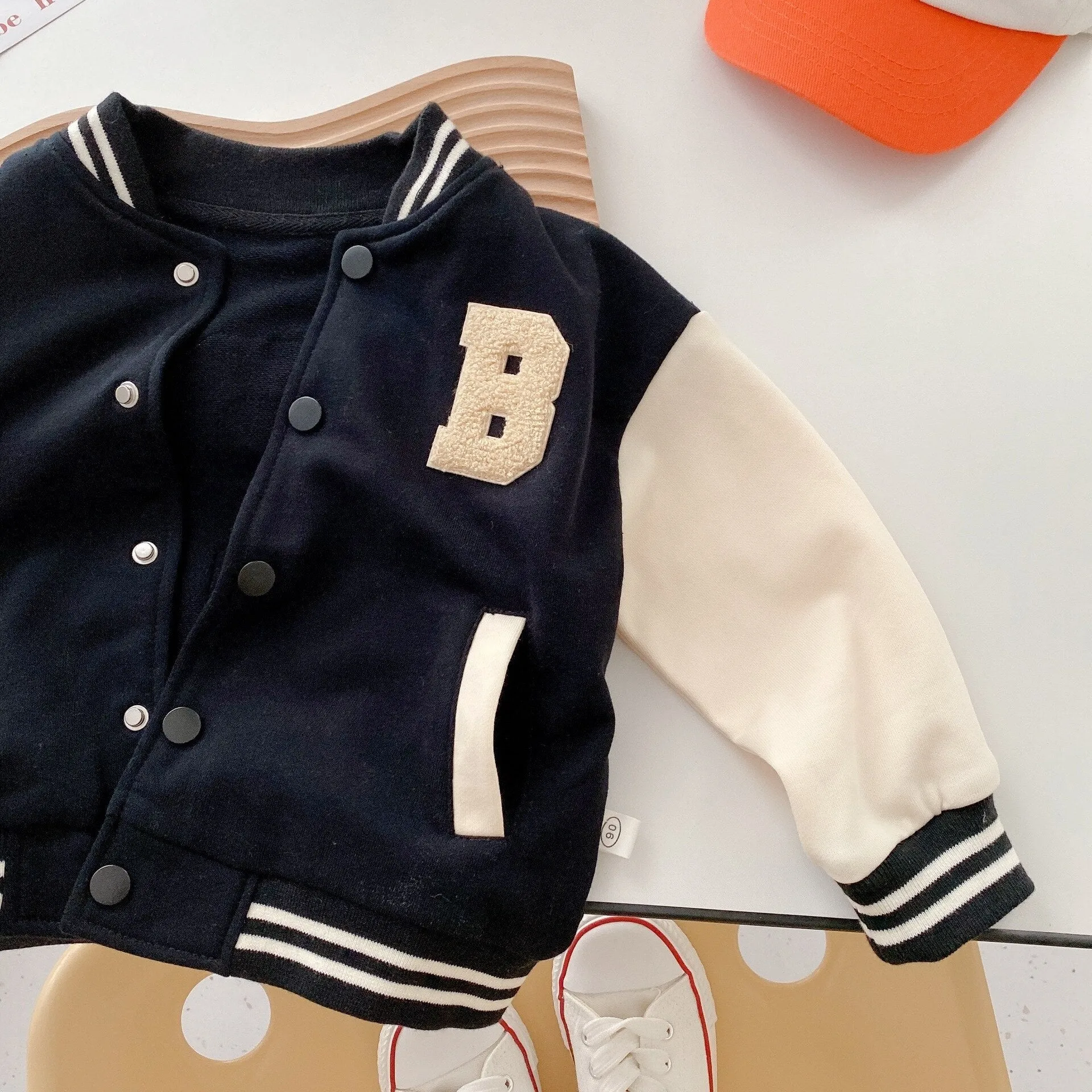 Kids' Black Baseball Style Jacket - Available in Sizes 2-7Y