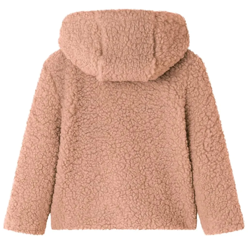 Kids' Hooded Jacket - Teddy Faux Fur, Light Cognac, Size 104 - Stylish Outerwear for 3-4 Year Olds