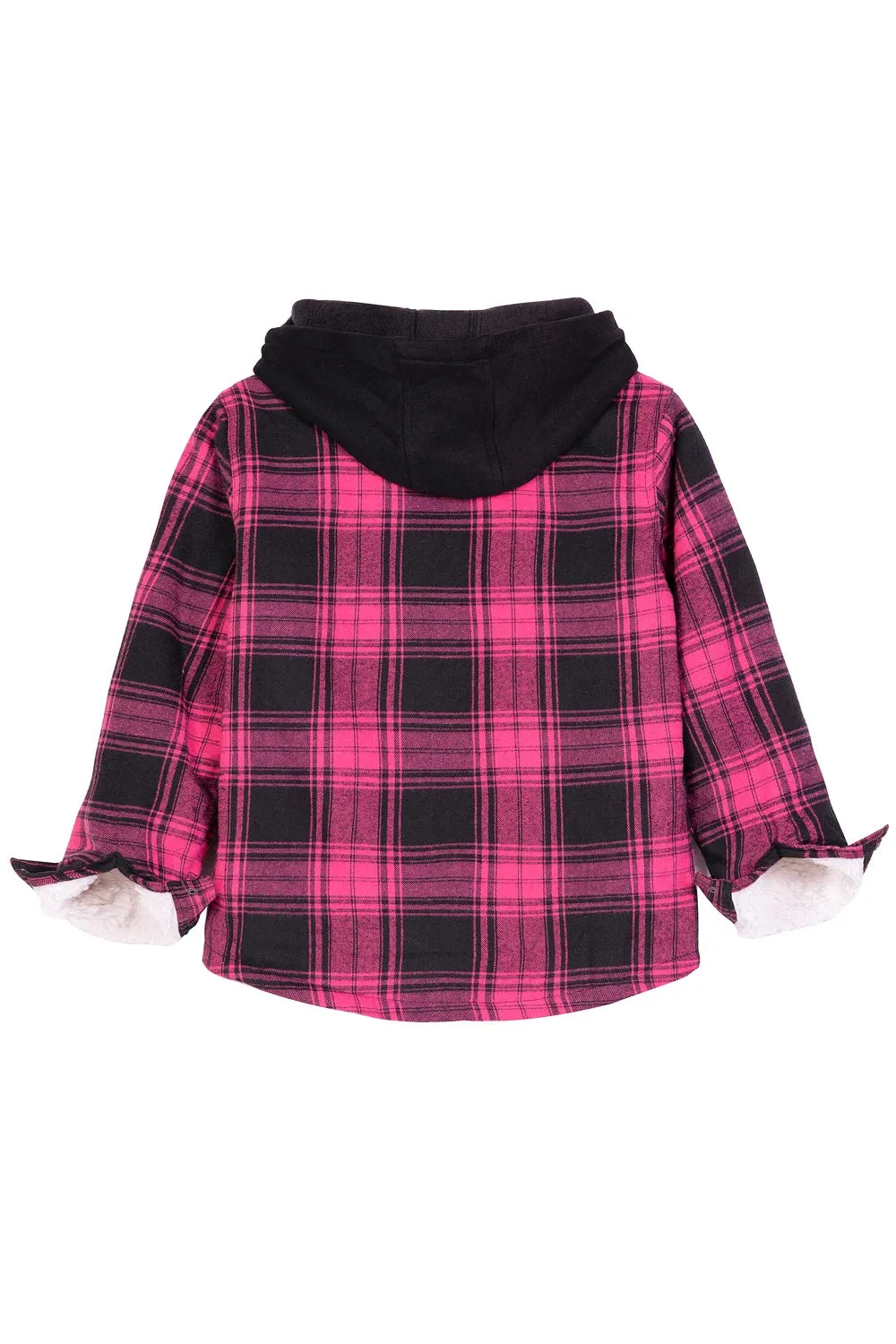 Kids Sherpa-Lined Zip Up Flannel Shirt,Hooded Plaid