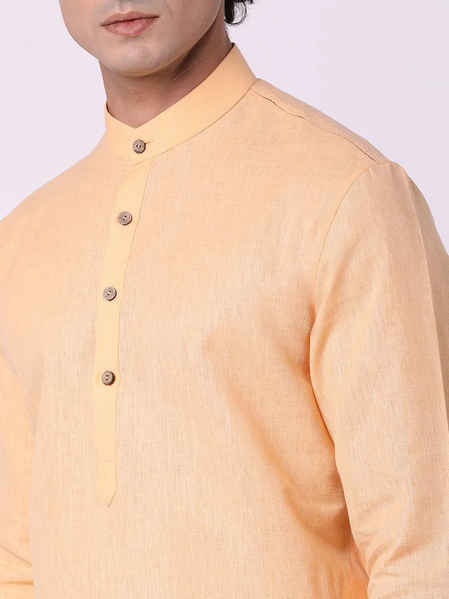 Light Orange Self Textured Modi Kurta | JadeBlue