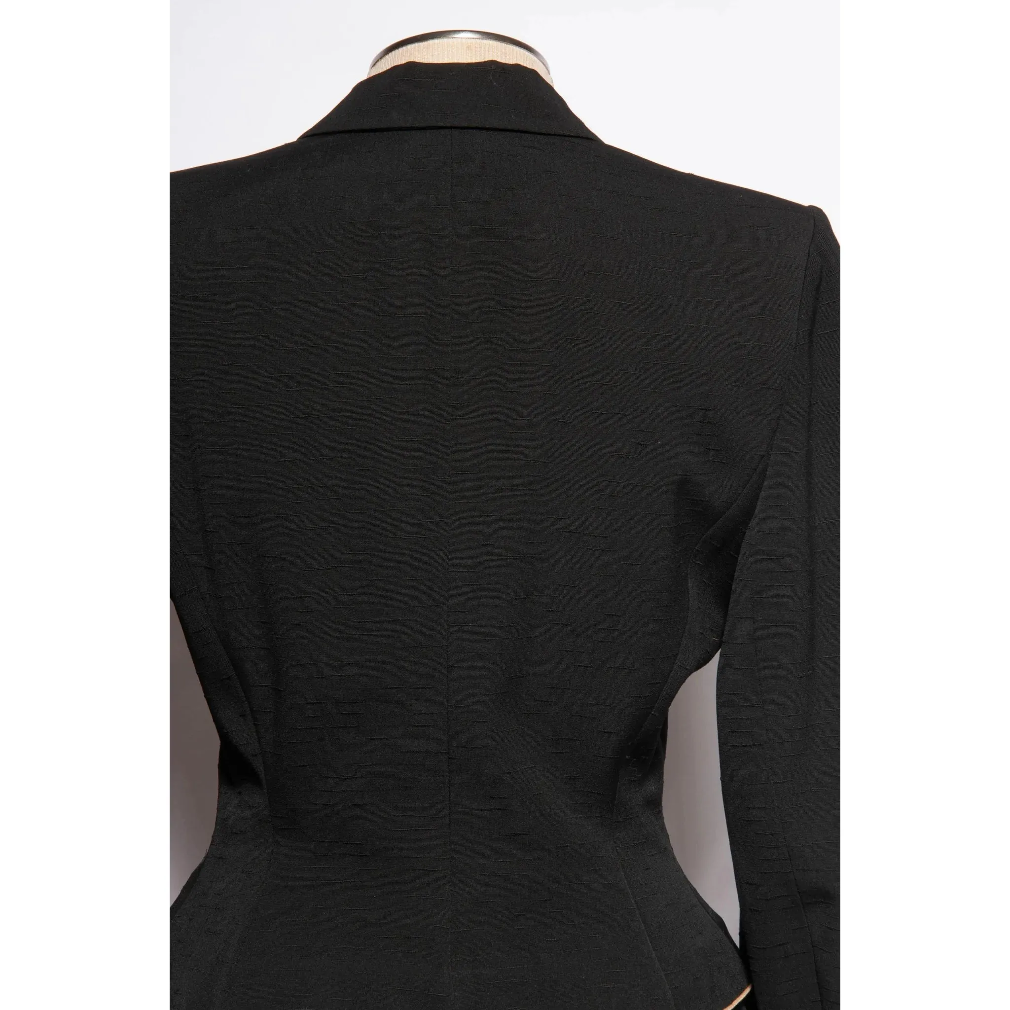 LILLI ANN DOCUMENTED 1953 Black Ripple Wool "New Look" Skirt Suit | Size M/L