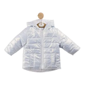 Mintini - Reversible padded jacket with hood, pale blue/white