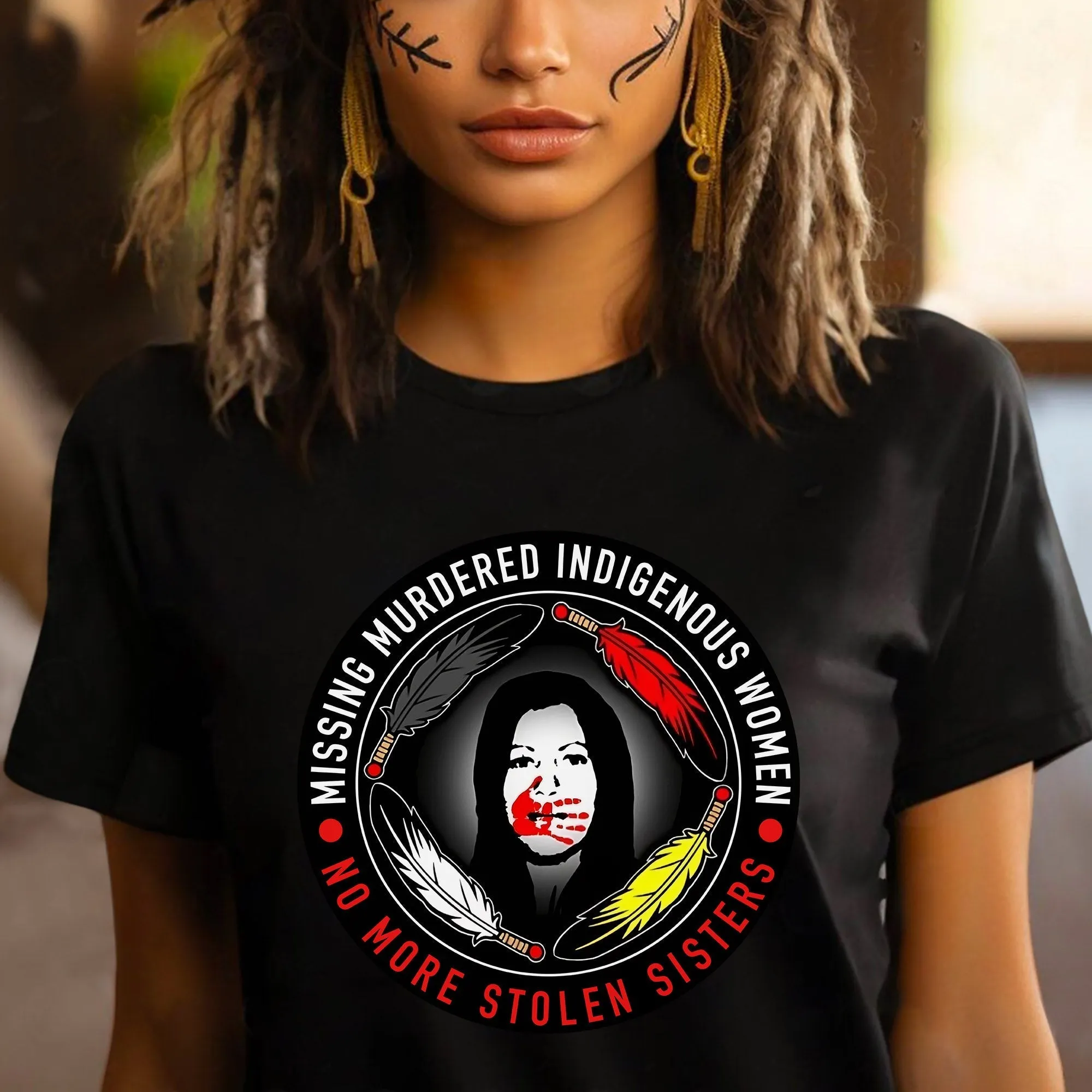 MMIW No More Stolen Sisters Feather Color Red Hand Unisex T-Shirt/Hoodie/Sweatshirt