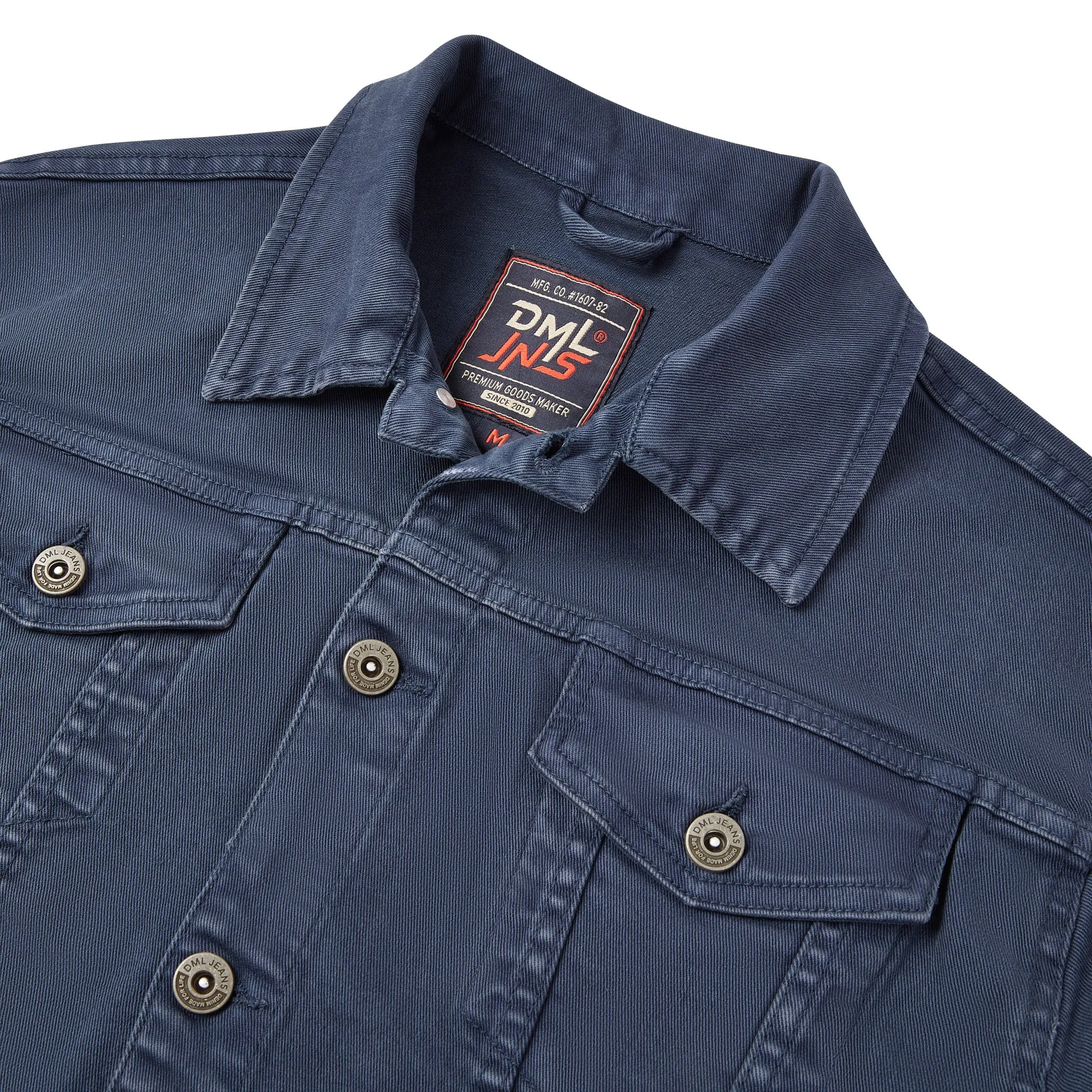 Pendle mens twill trucker jacket with comfort stretch in Airforce Blue