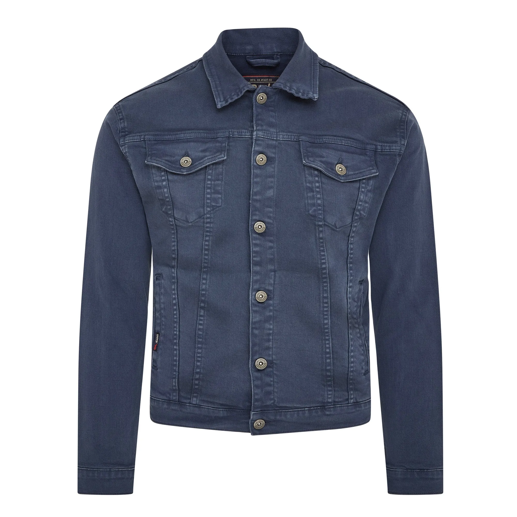 Pendle mens twill trucker jacket with comfort stretch in Airforce Blue