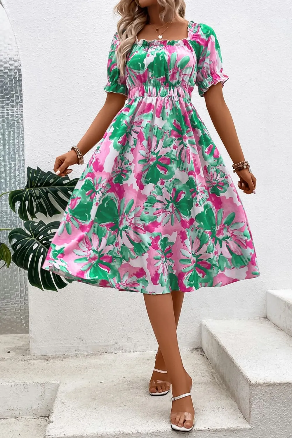 Puff Cap Sleeve Floral Spring 2023 Dress