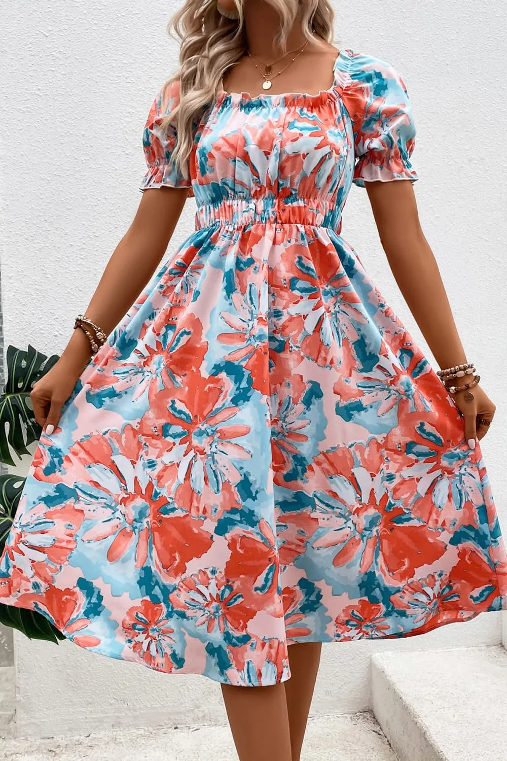 Puff Cap Sleeve Floral Spring 2023 Dress