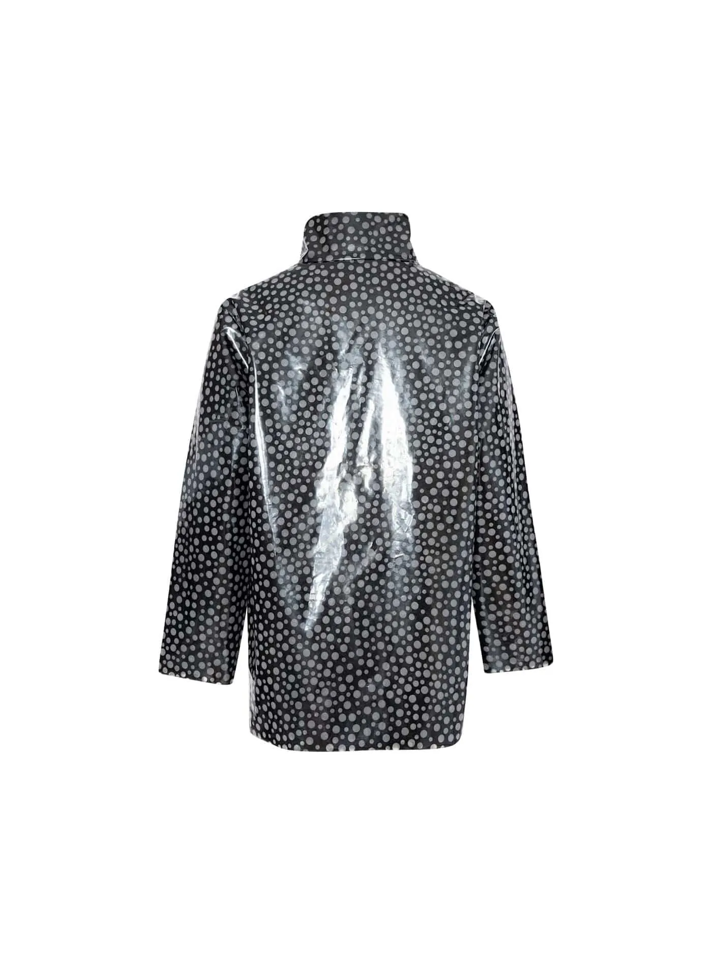 Reversible Design Rain Jacket in Transparent Polka Dot Vinyl and Black Nylon