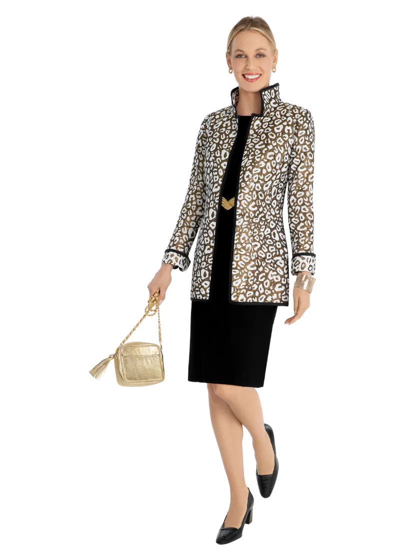 Reversible Metallic Leopard Car Coat