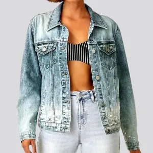 Sanded denim jacket
 for women