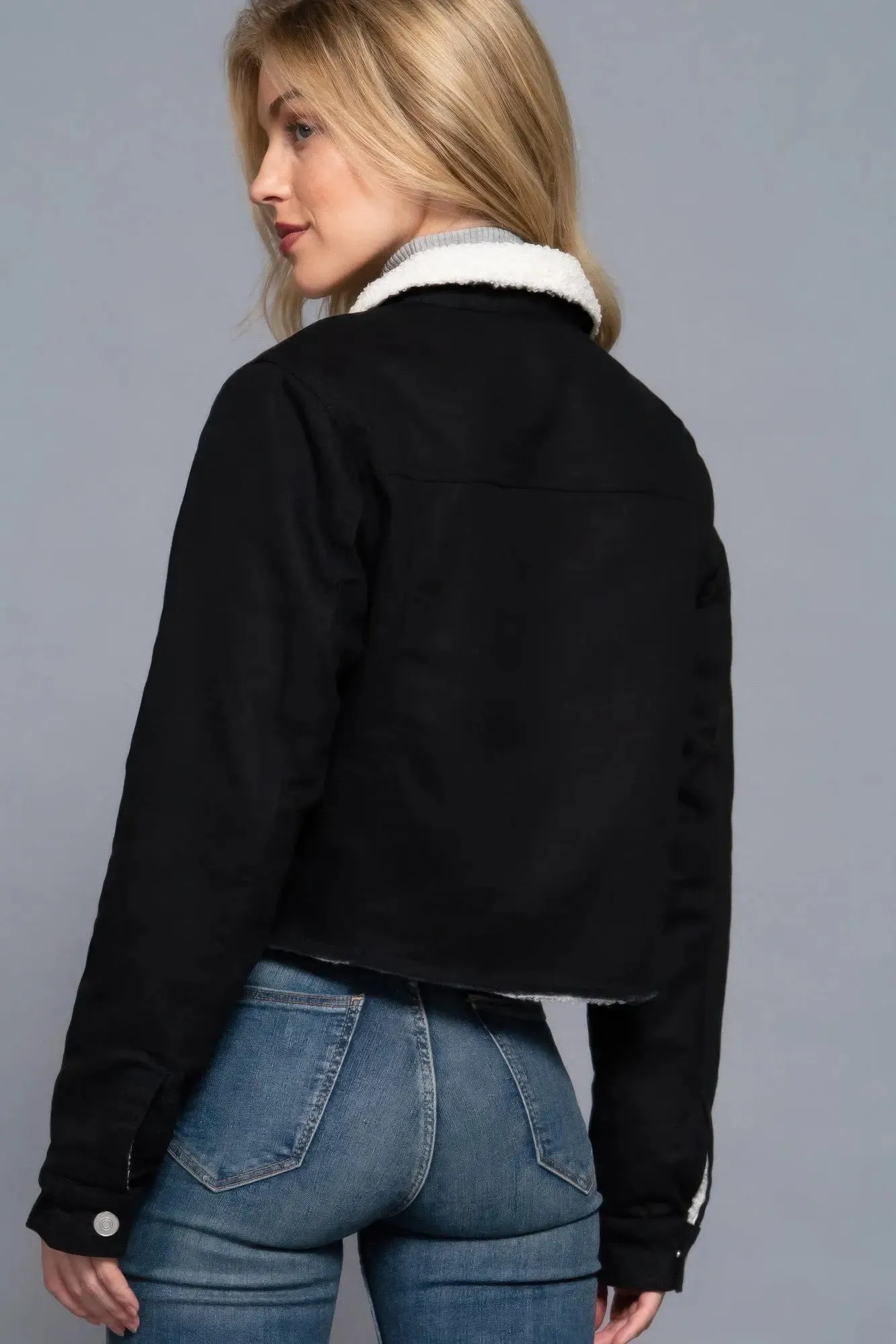 Sherpa-Lined Twill Jacket