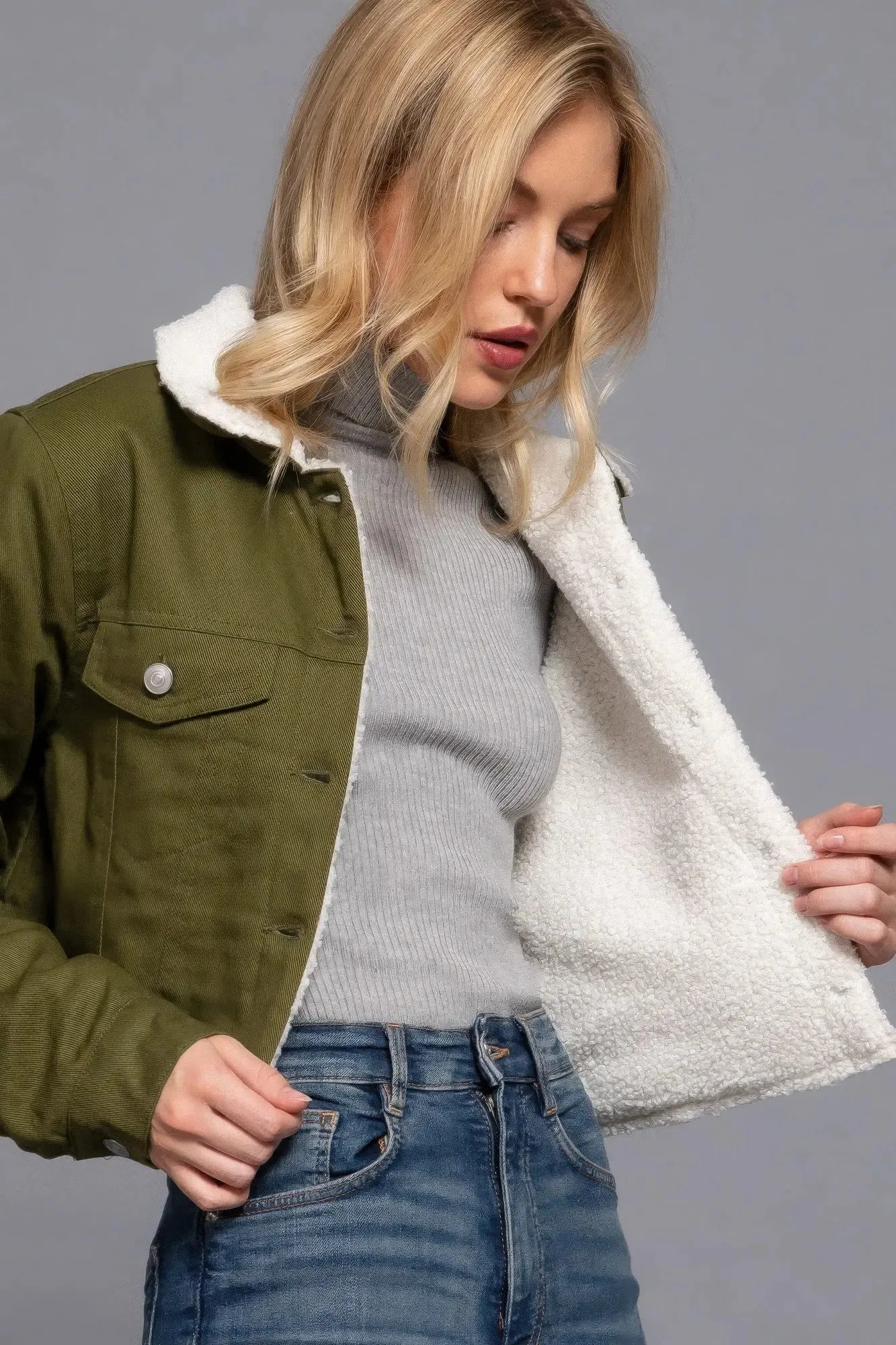 Sherpa-Lined Twill Jacket