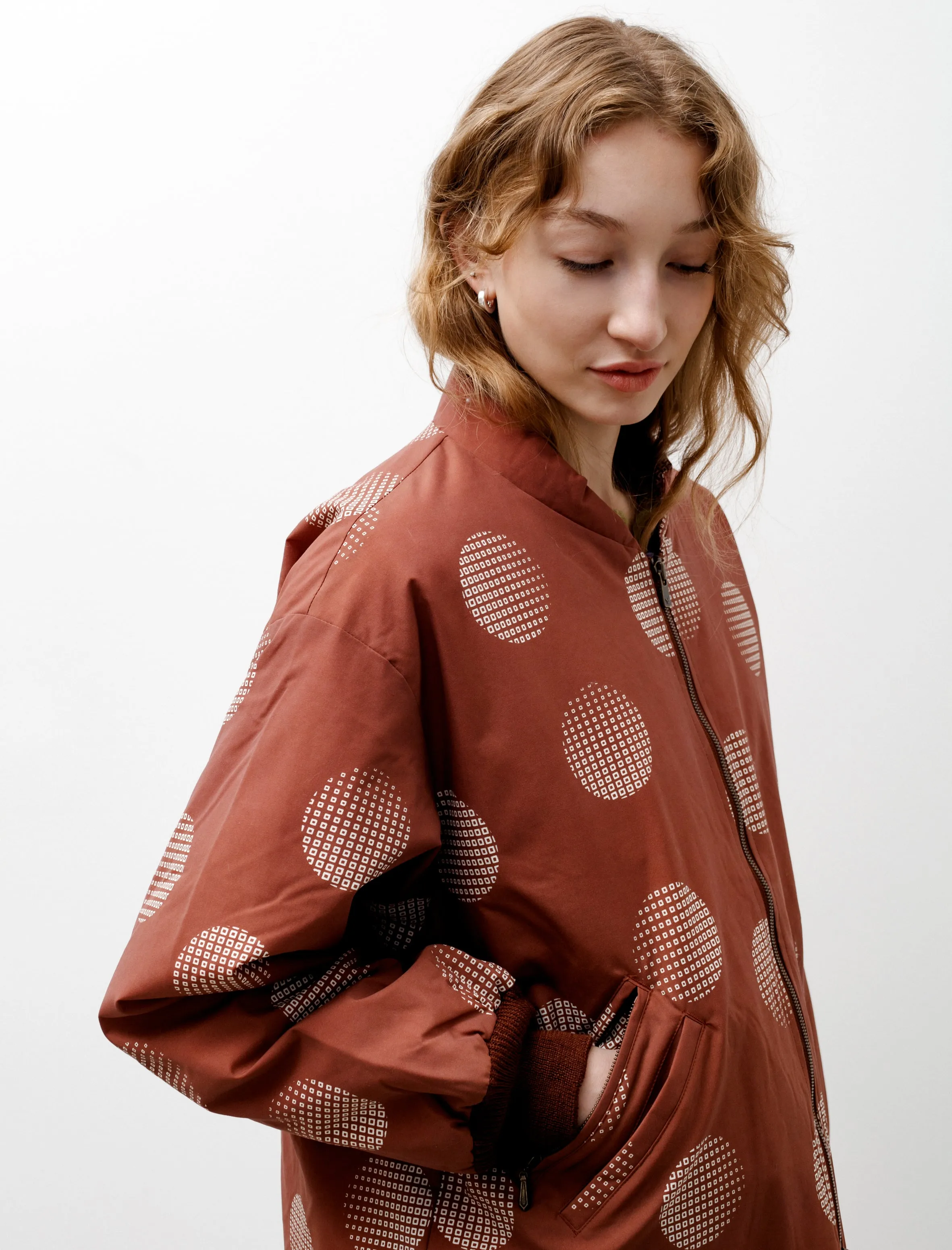 Sur Coat Printed Nylon Brick Brown