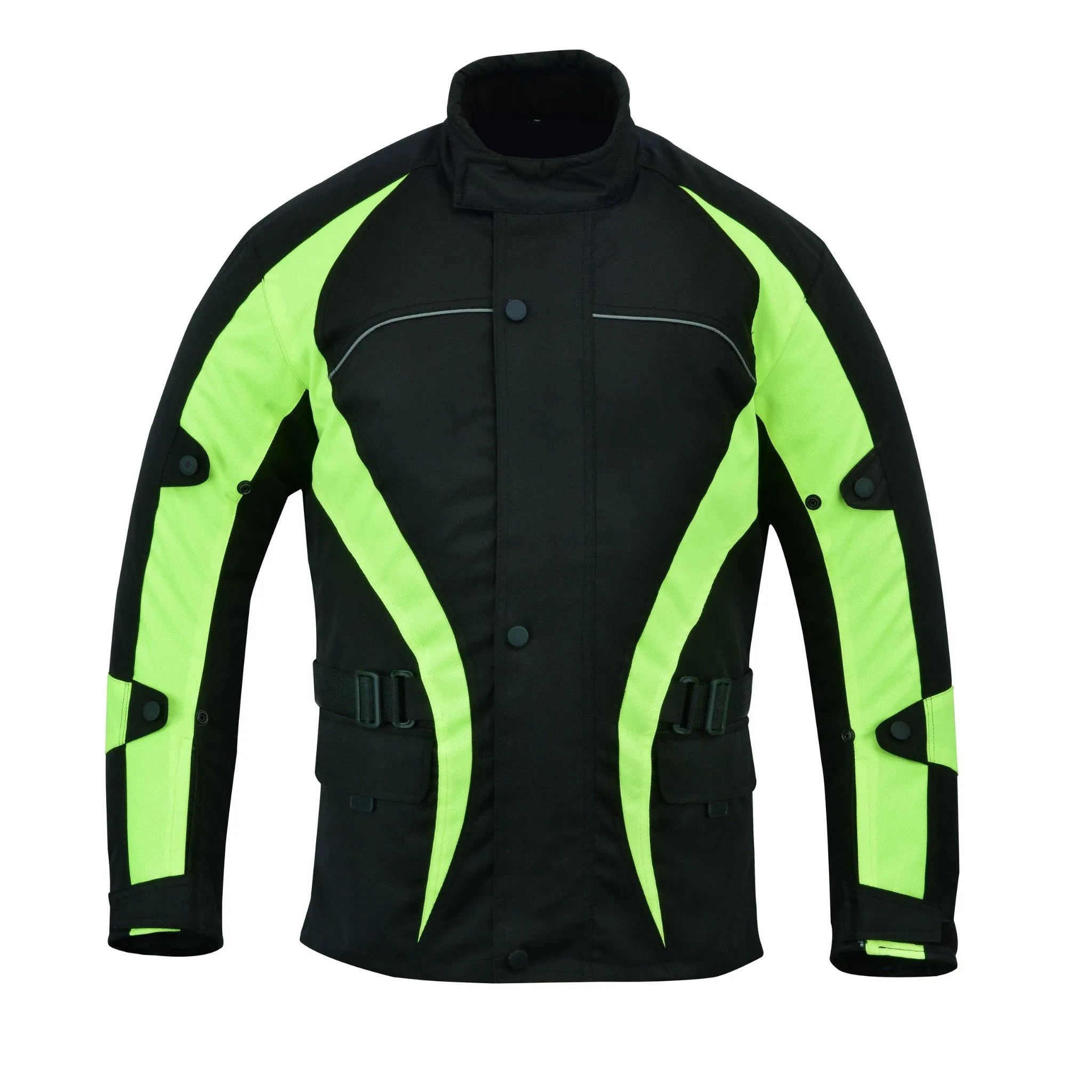 Warrior Gears® Hi Vis Bulls Motorcycle Jacket Men's Waterproof-Black