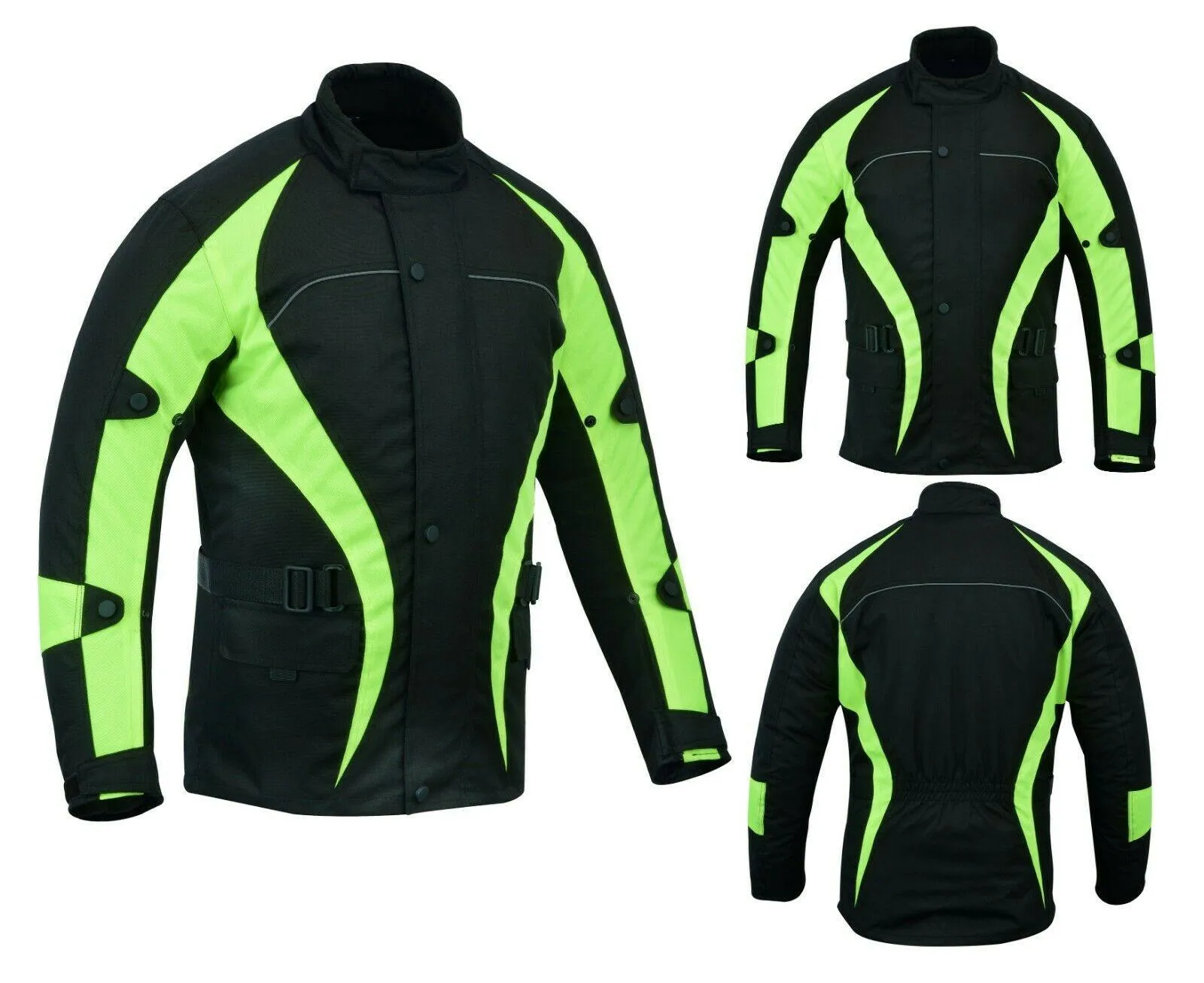 Warrior Gears® Hi Vis Bulls Motorcycle Jacket Men's Waterproof-Black