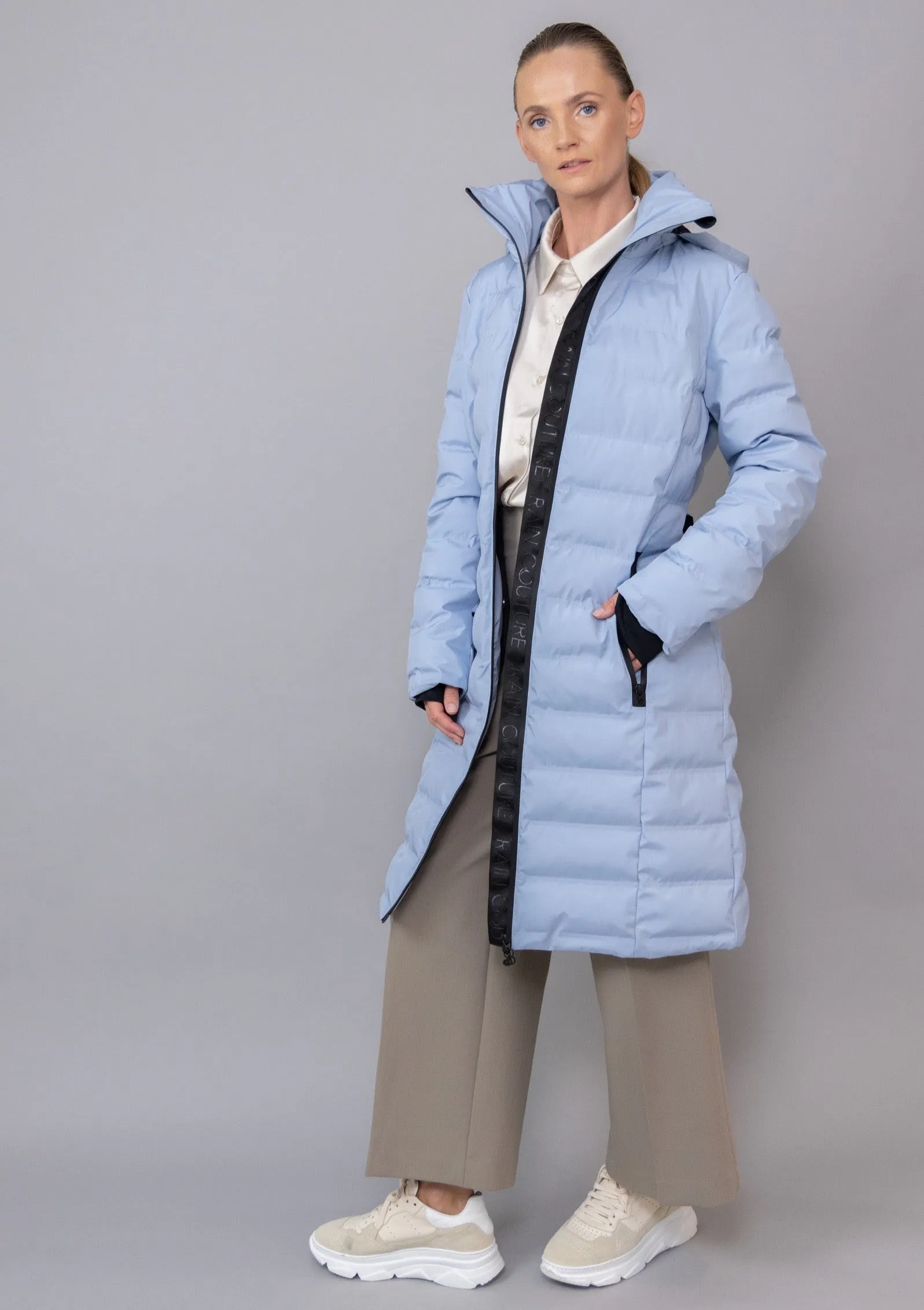 Waterproof Tailored Puffer Jacket  - Light Blue