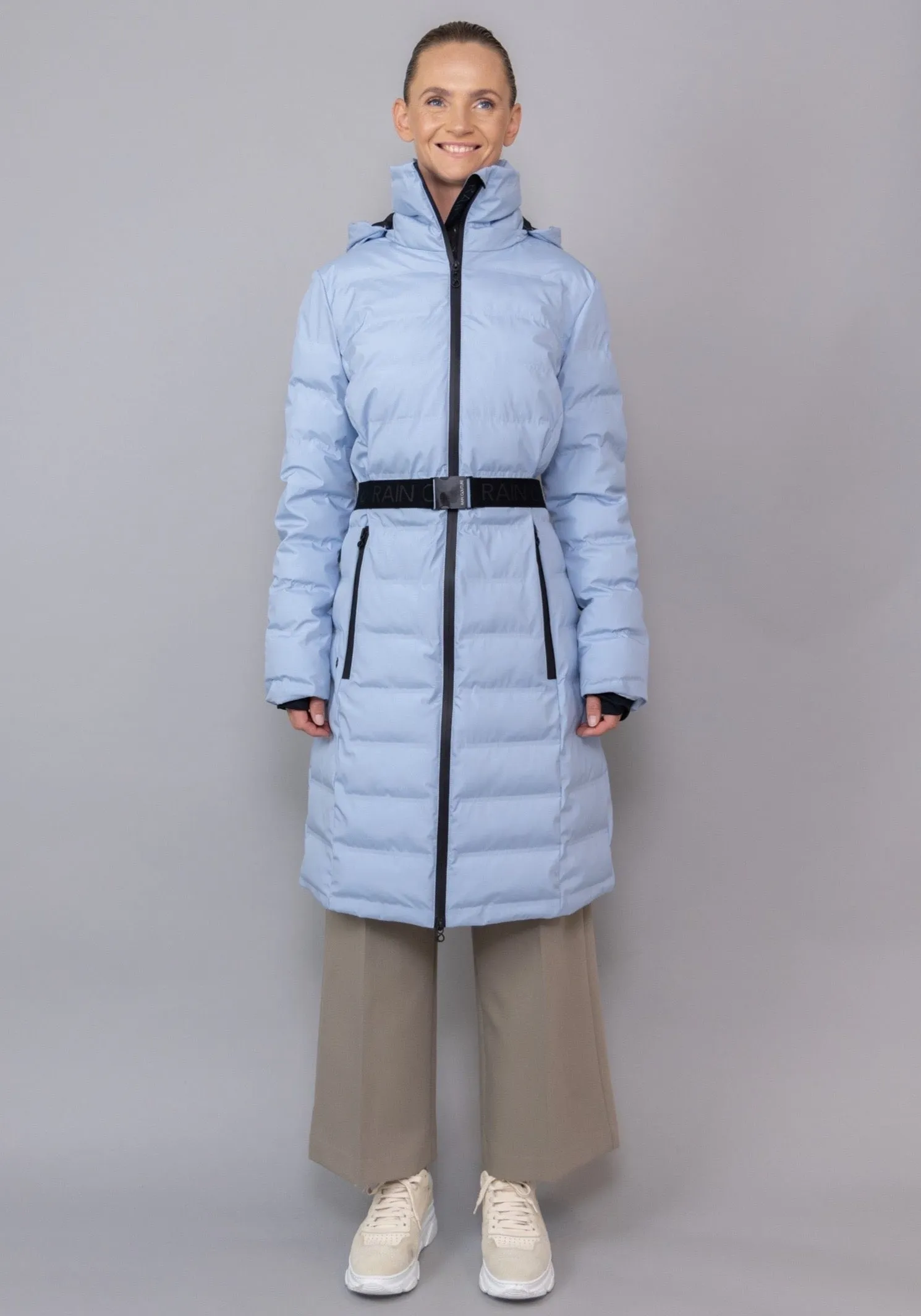 Waterproof Tailored Puffer Jacket  - Light Blue