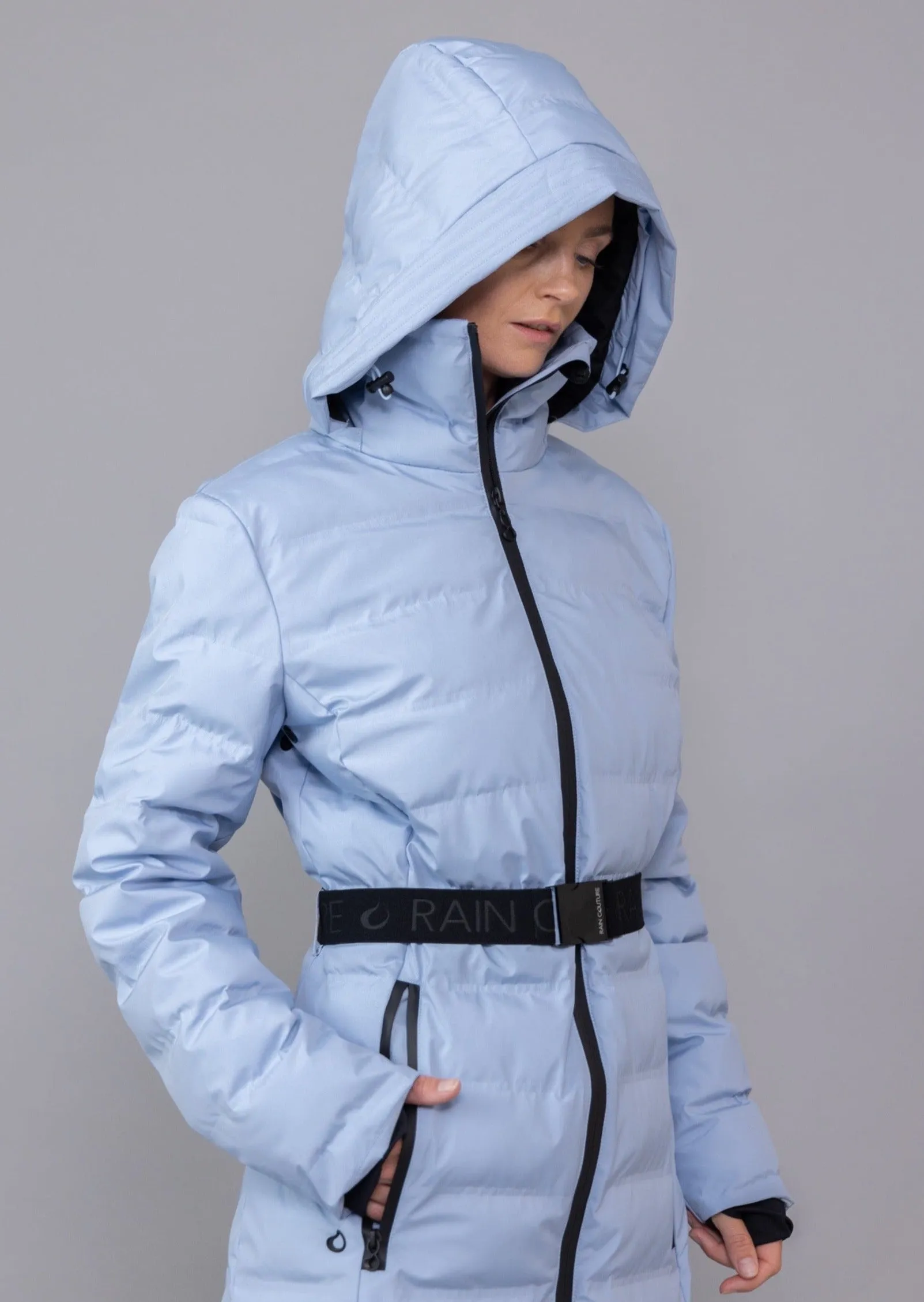 Waterproof Tailored Puffer Jacket  - Light Blue