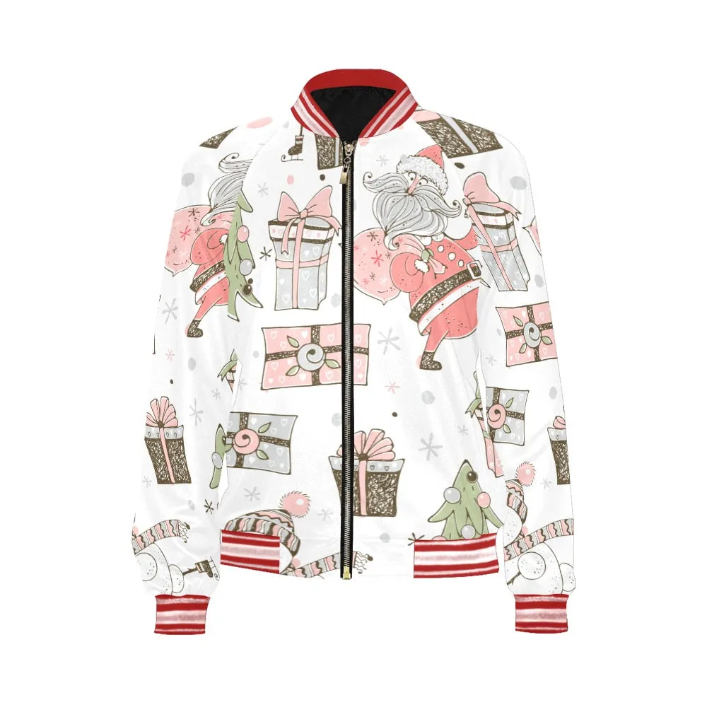 Whimsical Christmas Bomber Jacket for Women