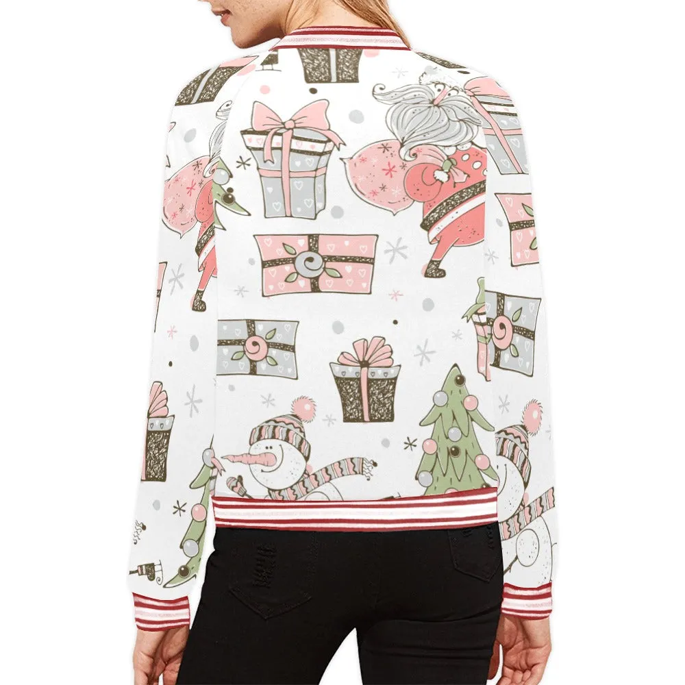 Whimsical Christmas Bomber Jacket for Women