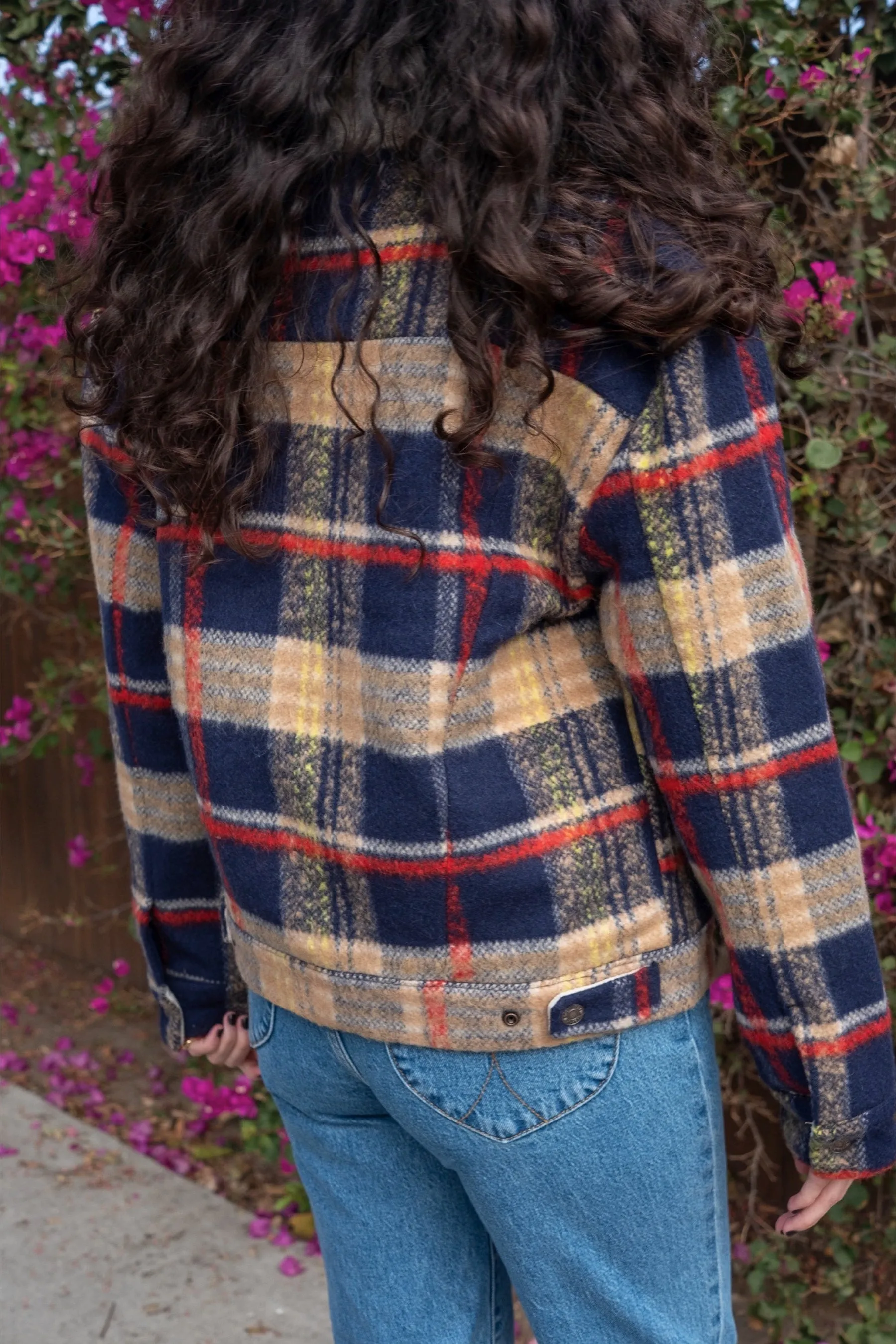 Wool Plaid Trucker Jacket